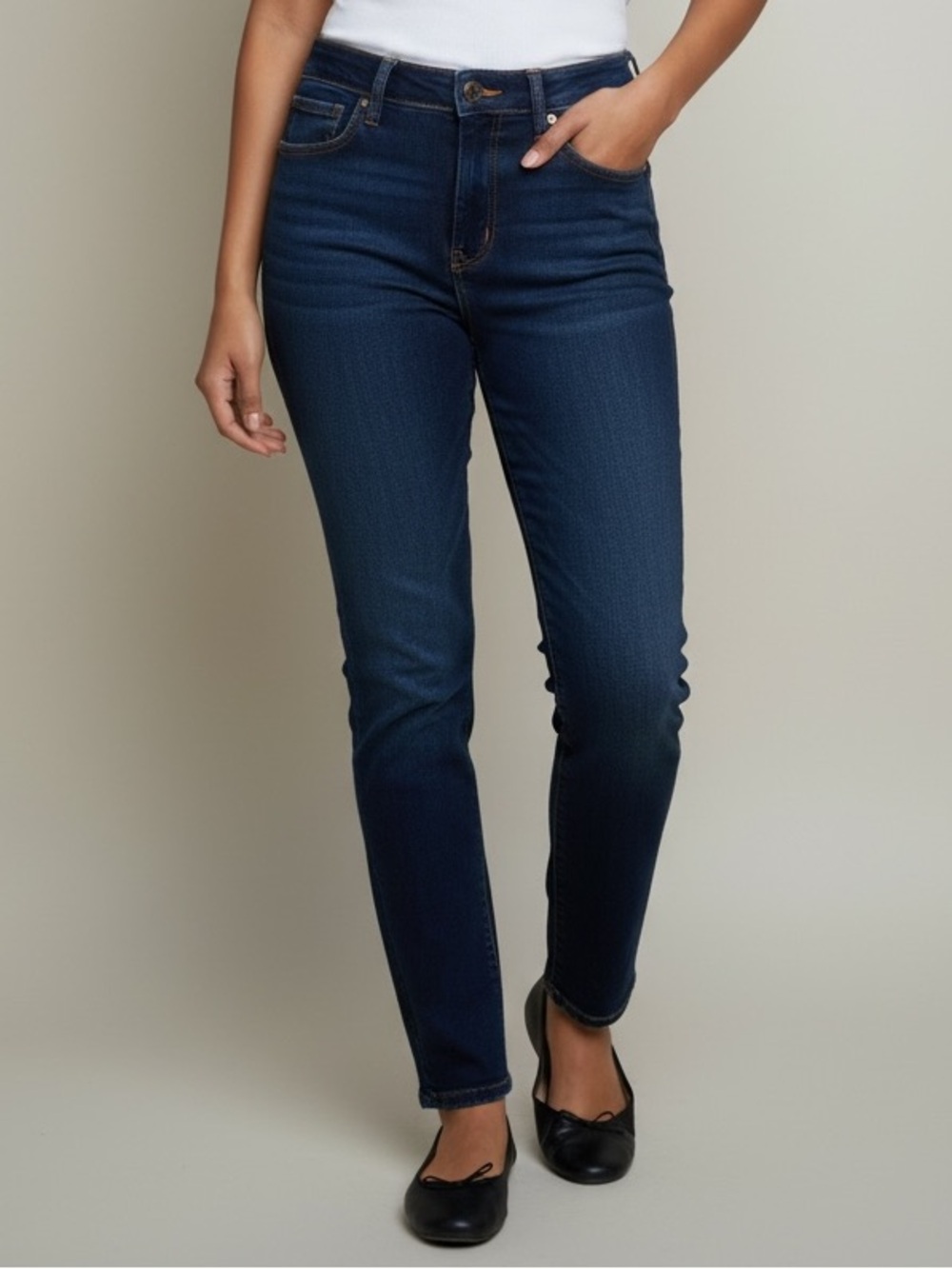 Jones New York Jeans Lexington Straight Slimming Dark Wash Stretch Denim